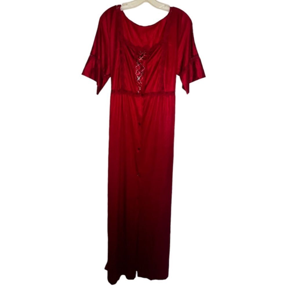 Vintage Red Nylon‎ Night Gown